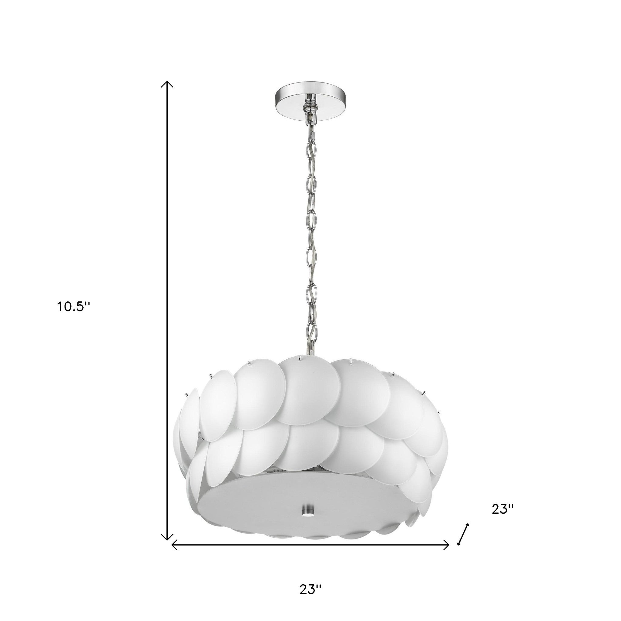 Selene 6-Light Polished Chrome Pendant With Overlapping Frosted White Glass Discs Shade-Pendants-Hanging Lights-DECOROLALA