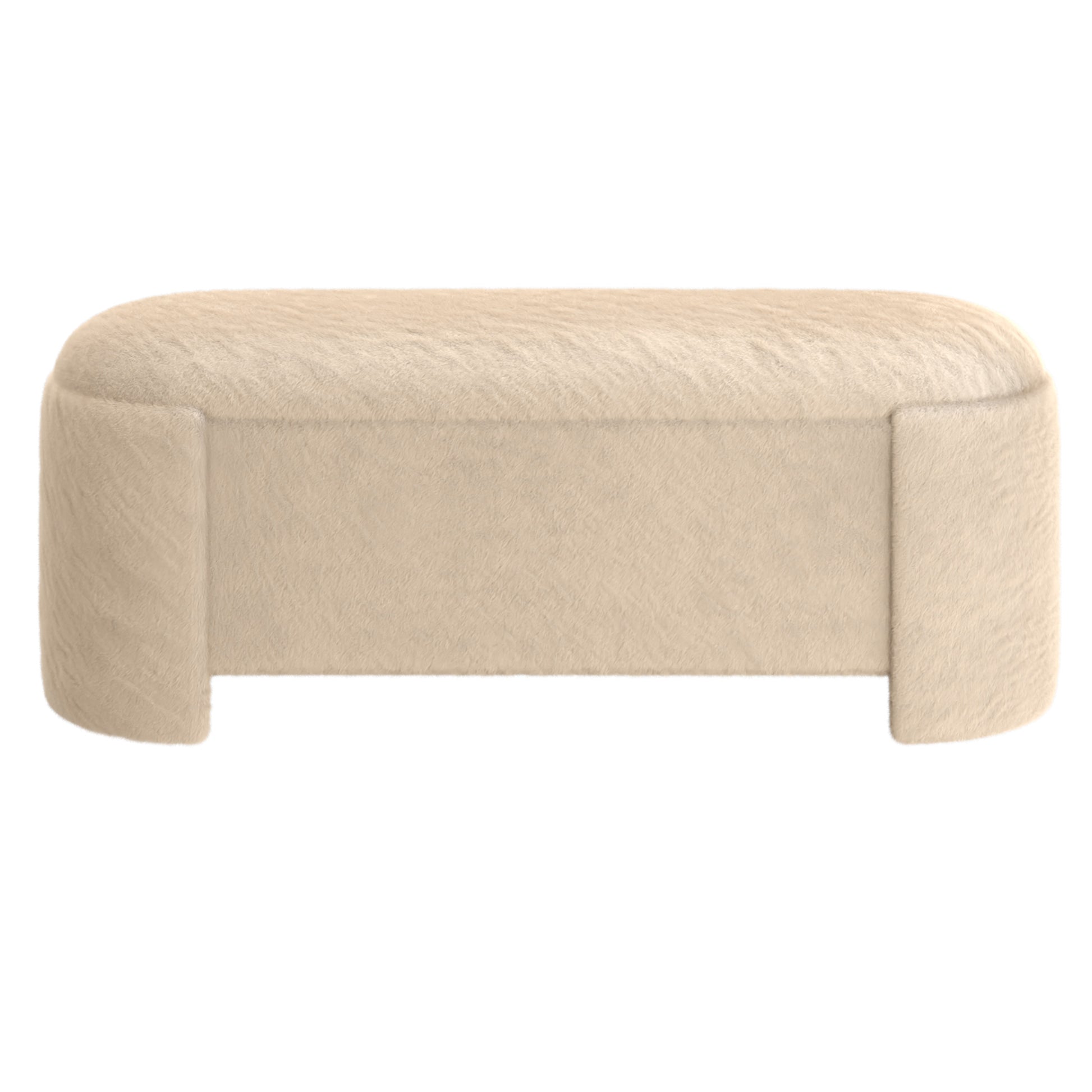 Selene Storage Ottoman - Dark Beige Faux Fur Modern Bench-DECOROLALA