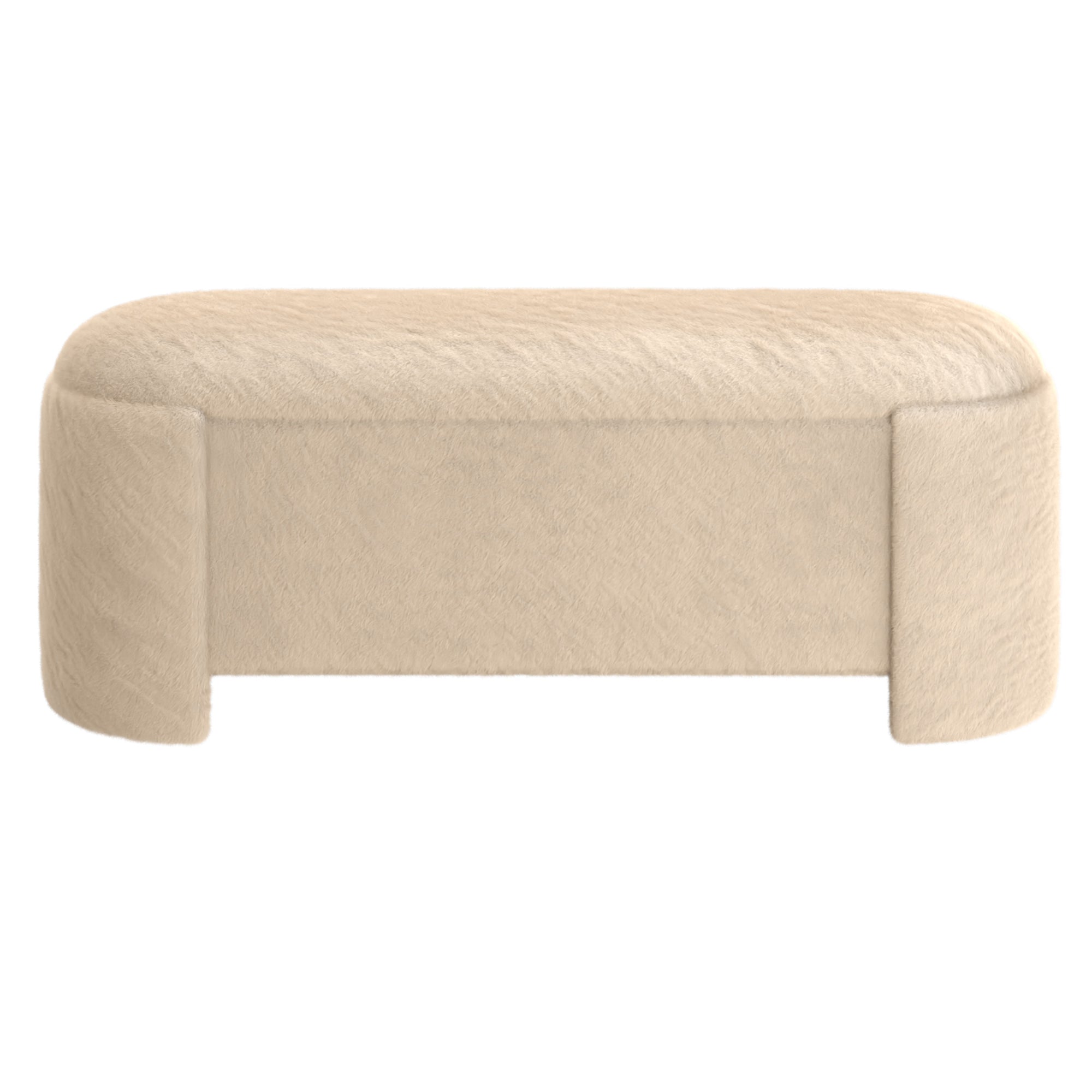Selene Storage Ottoman - Dark Beige Faux Fur Modern Bench-DECOROLALA