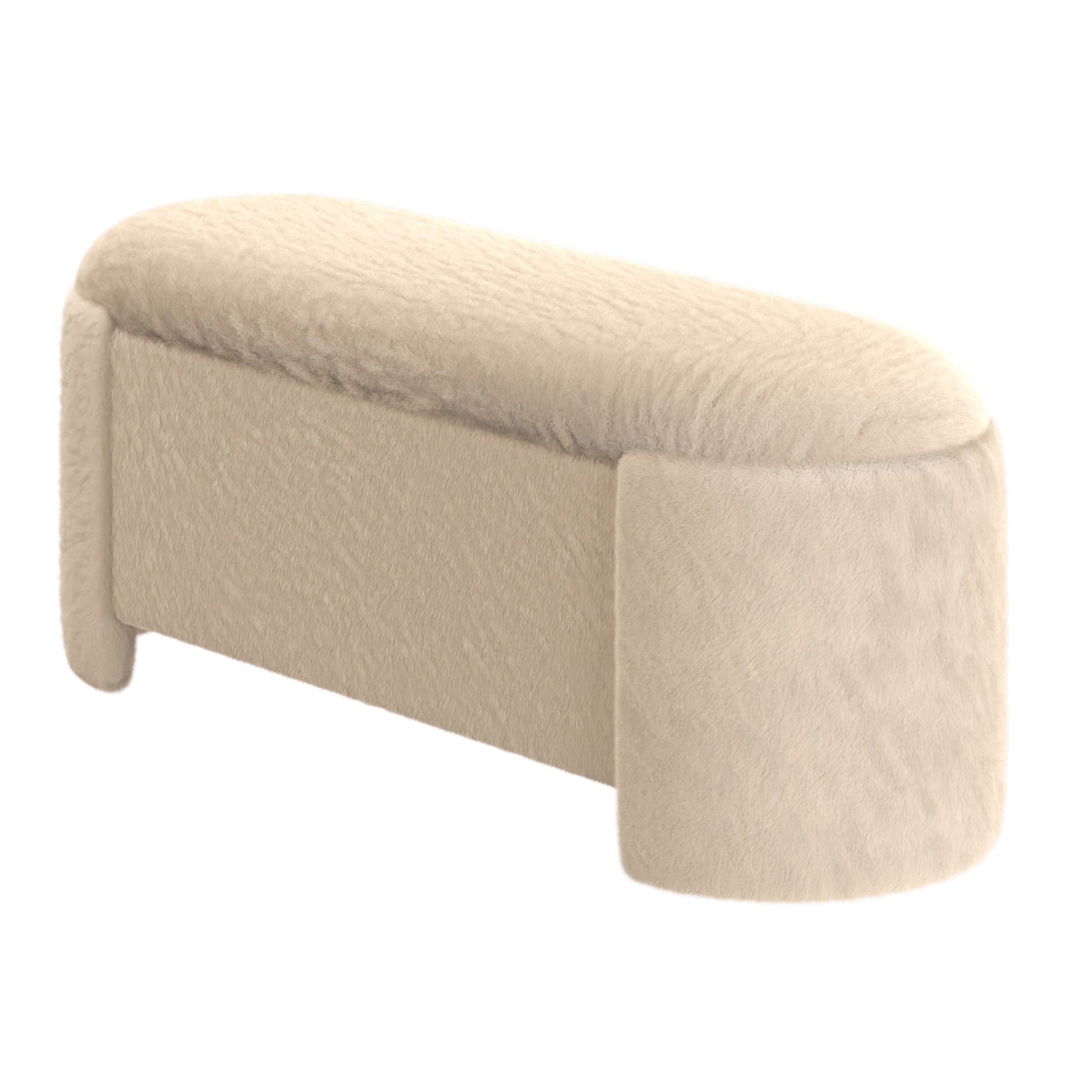 Selene Storage Ottoman - Dark Beige Faux Fur Modern Bench-DECOROLALA