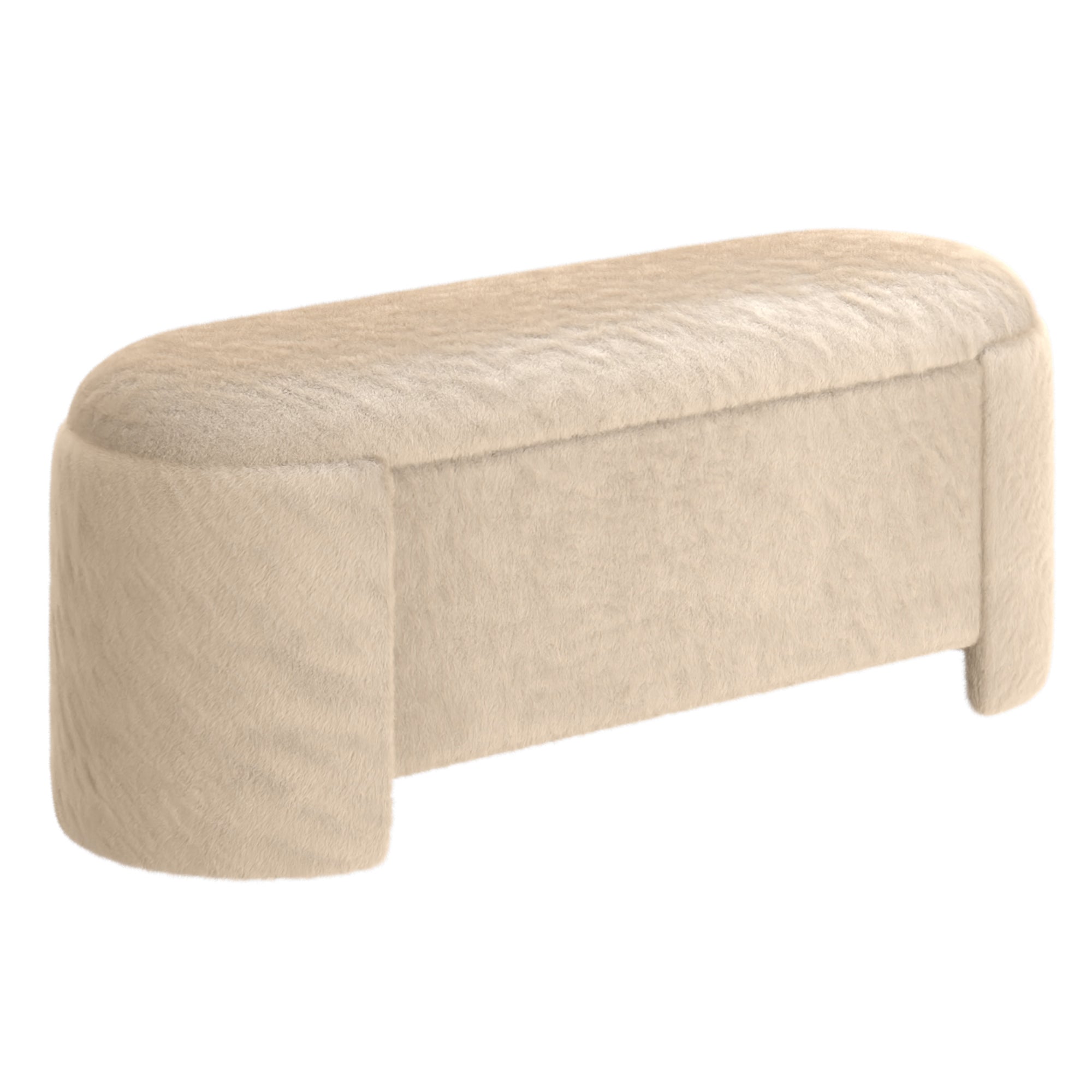 Selene Storage Ottoman - Dark Beige Faux Fur Modern Bench-DECOROLALA