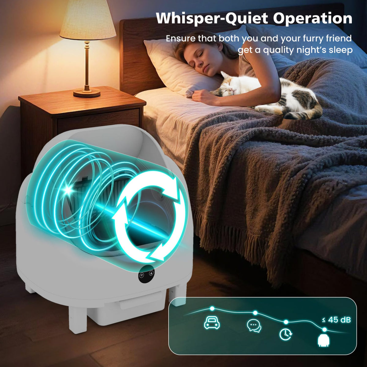 Self-Cleaning Open-Top Cat Litter Box with APP Control for Multi-Cat-Cat Houses-DECOROLALA