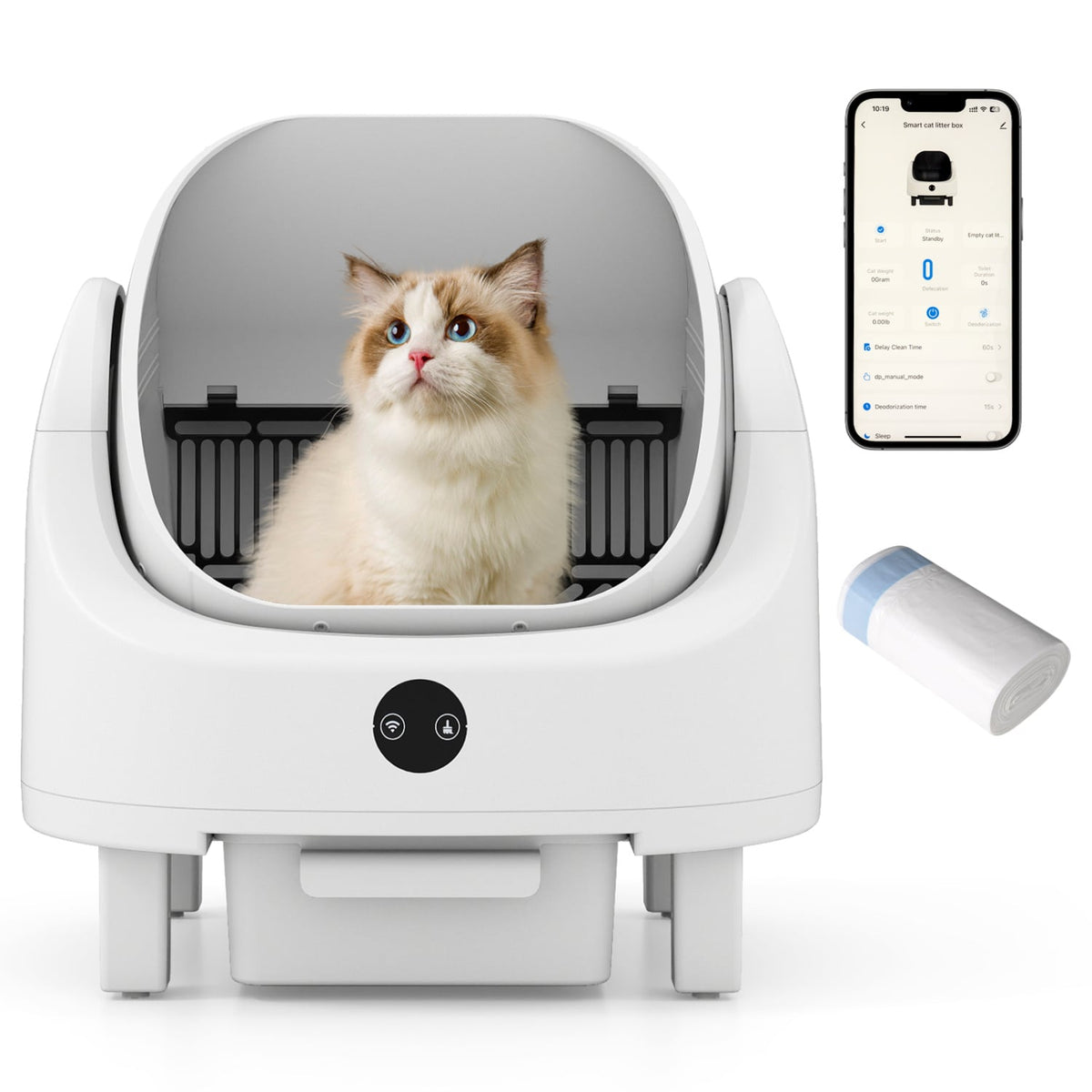 Self-Cleaning Open-Top Cat Litter Box with APP Control for Multi-Cat-Cat Houses-DECOROLALA