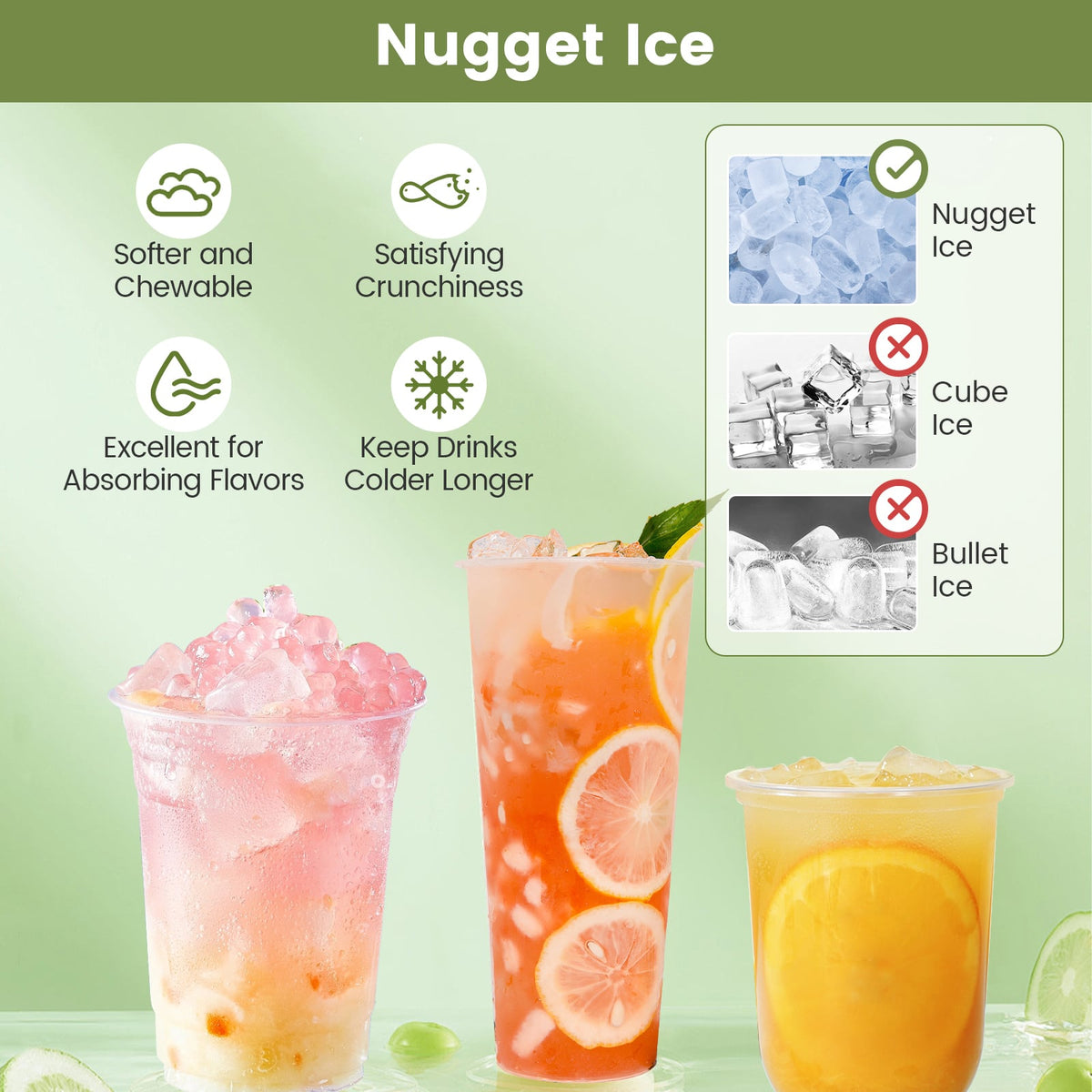 Self Dispensing Nugget Ice Maker Countertop with Soft Chewable Pellet Ice Cubes-Silver-Ice Makers-DECOROLALA
