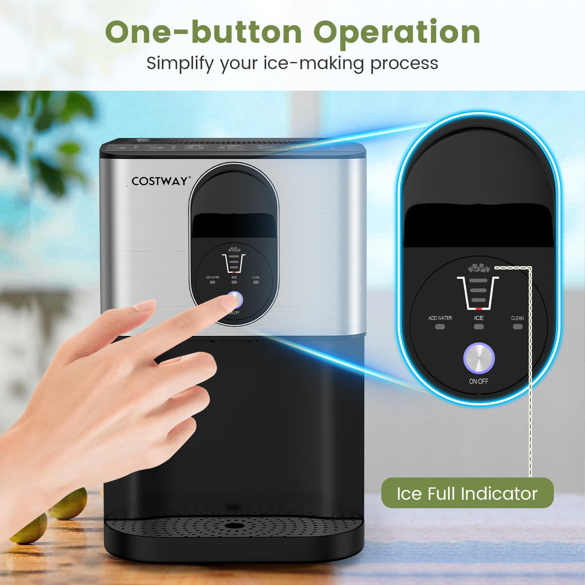 Self Dispensing Nugget Ice Maker Countertop with Soft Chewable Pellet Ice Cubes-Silver-Ice Makers-DECOROLALA