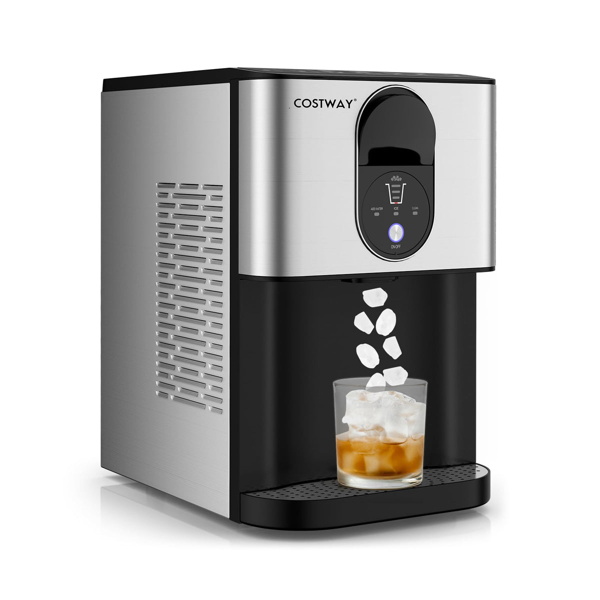 Self Dispensing Nugget Ice Maker Countertop with Soft Chewable Pellet Ice Cubes-Silver-Ice Makers-DECOROLALA