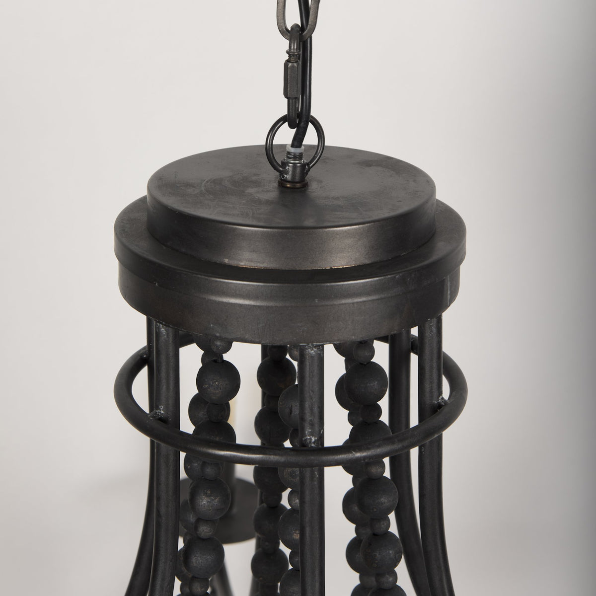 Selma Wood Bead and Metal Chandelier-Chandeliers-DECOROLALA