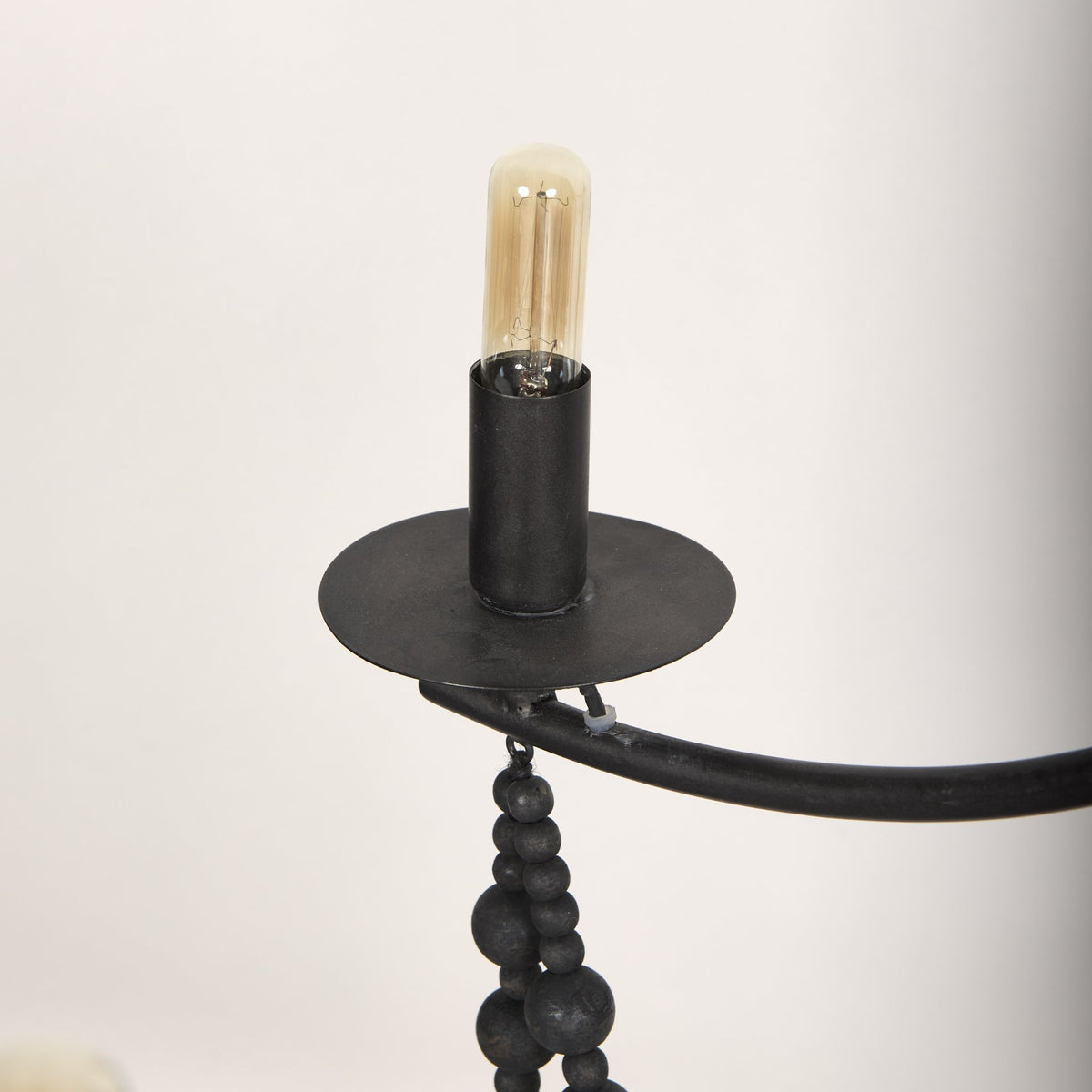 Selma Wood Bead and Metal Chandelier-Chandeliers-DECOROLALA