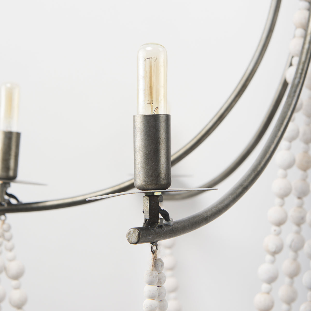 Selma Wood Bead and Metal Chandelier-Chandeliers-DECOROLALA