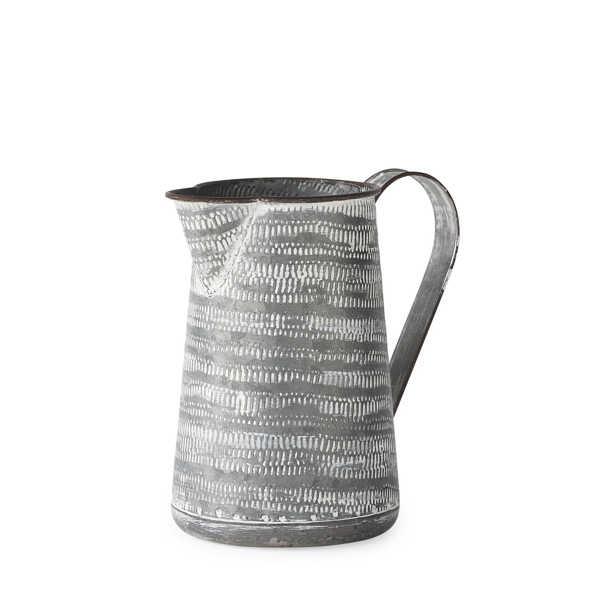 Serena I 8H Small Gray/White Textured Metal Jug-Jars Jugs Urns-DECOROLALA