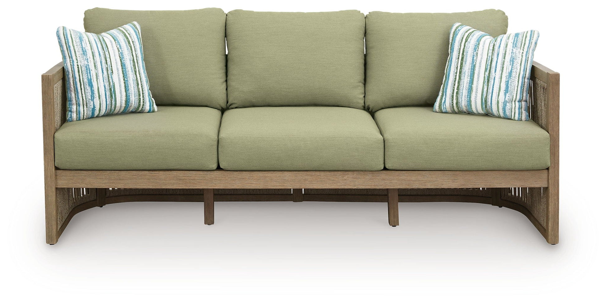 Serena Shores Outdoor Sofa - Beige/Green Eucalyptus-Sofas-DECOROLALA