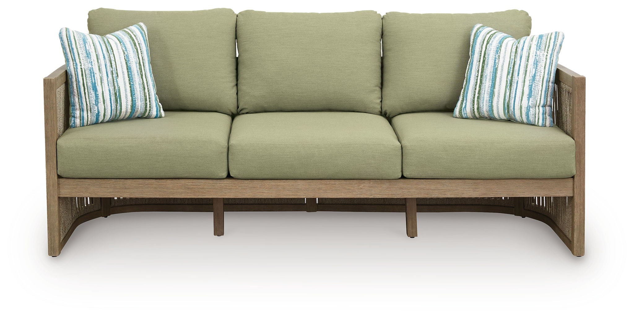 Serena Shores Outdoor Sofa - Beige/Green Eucalyptus-Sofas-DECOROLALA