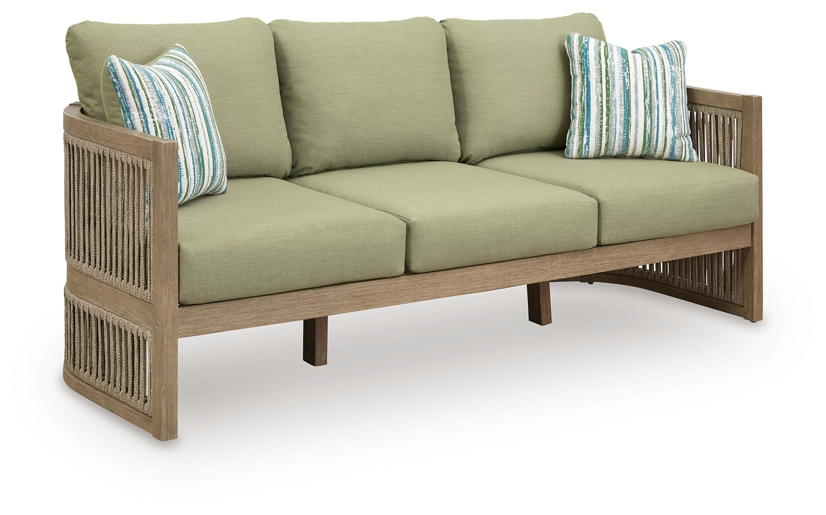 Serena Shores Outdoor Sofa - Beige/Green Eucalyptus-Sofas-DECOROLALA