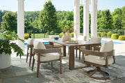 Serene Bay 7pc Outdoor Dining Set - Dark Brown-7 Piece Outdoor Sets-DECOROLALA