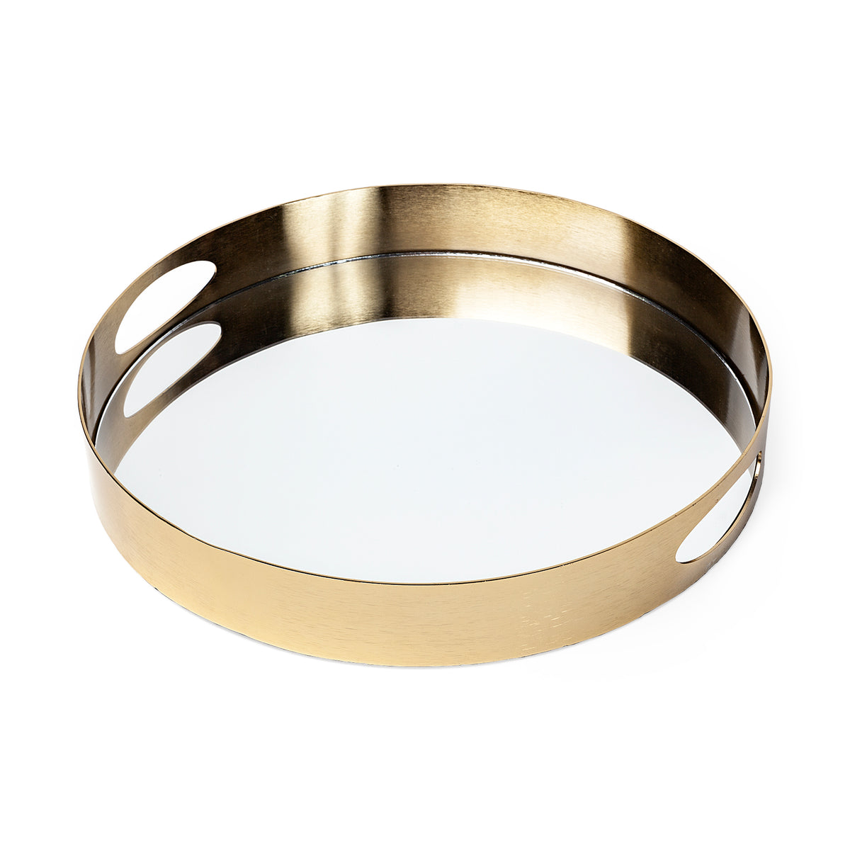 Serkis 15L x 15W Gold Metal Mirrored Base Round Tray-Trays-DECOROLALA