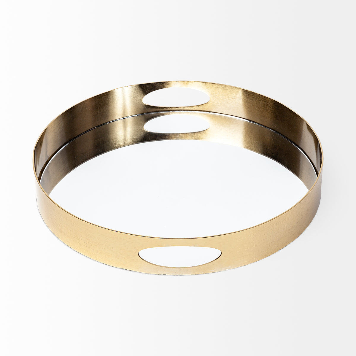 Serkis 15L x 15W Gold Metal Mirrored Base Round Tray-Trays-DECOROLALA