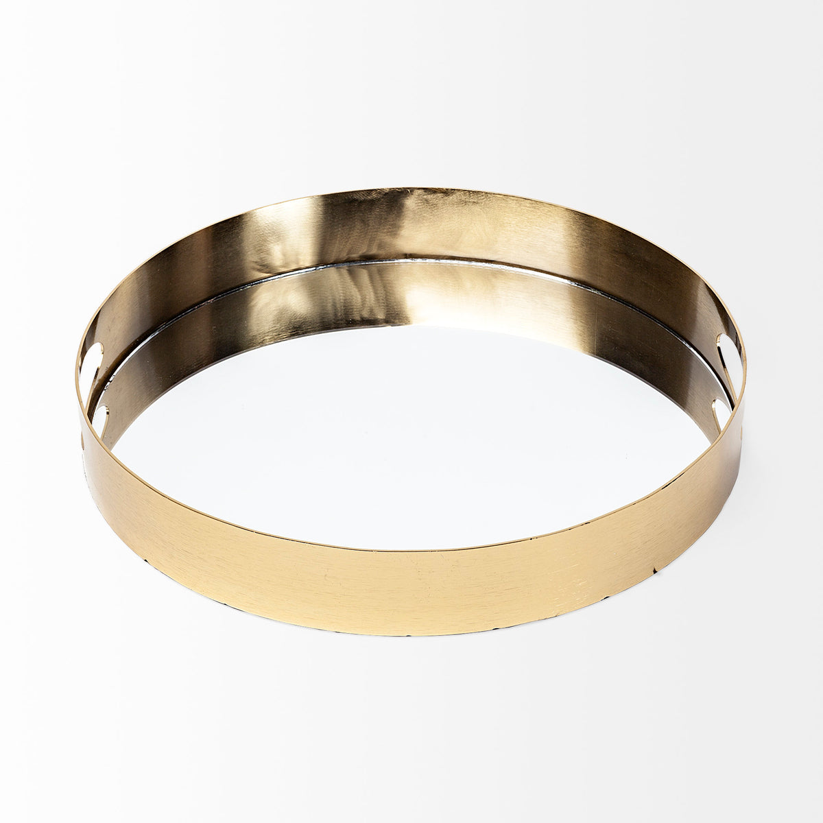 Serkis 15L x 15W Gold Metal Mirrored Base Round Tray-Trays-DECOROLALA