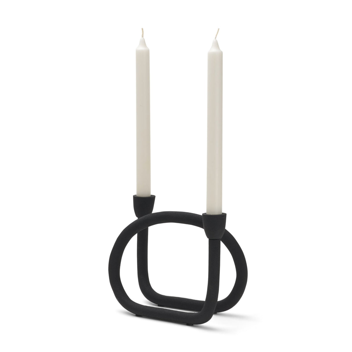 Serpens Black Metal Large Candleholder-Table Candle Holders-DECOROLALA