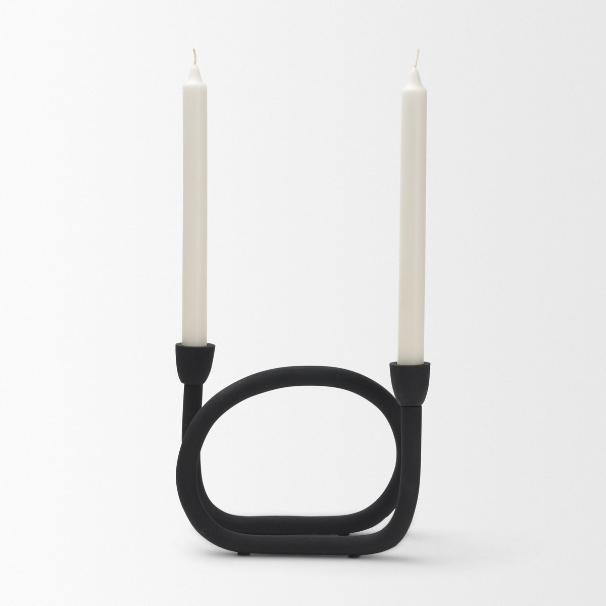 Serpens Black Metal Large Candleholder-Table Candle Holders-DECOROLALA