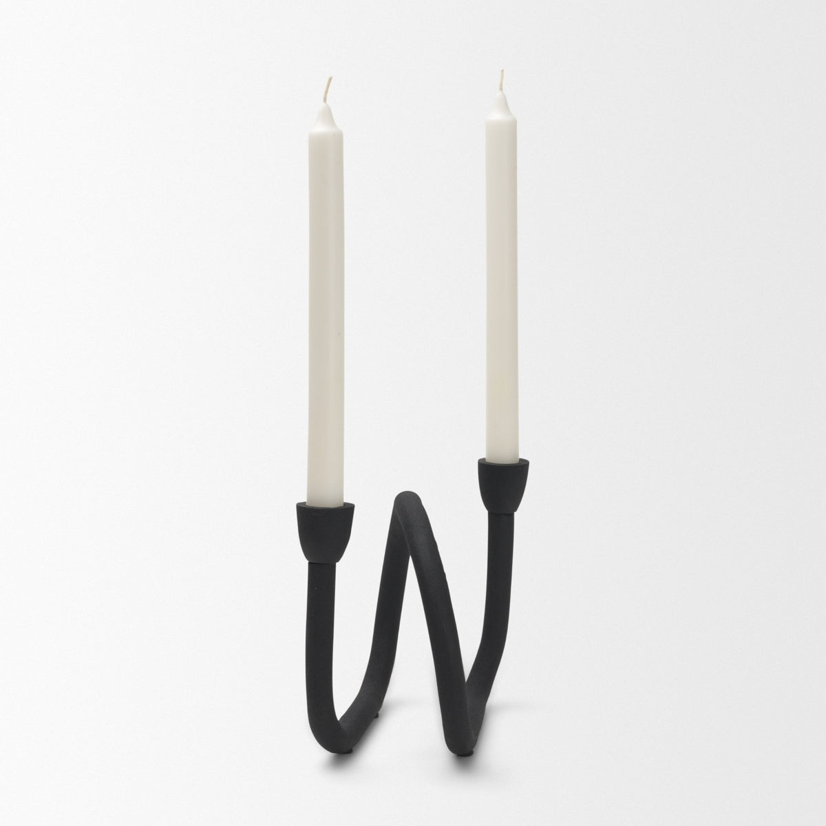 Serpens Black Metal Large Candleholder-Table Candle Holders-DECOROLALA