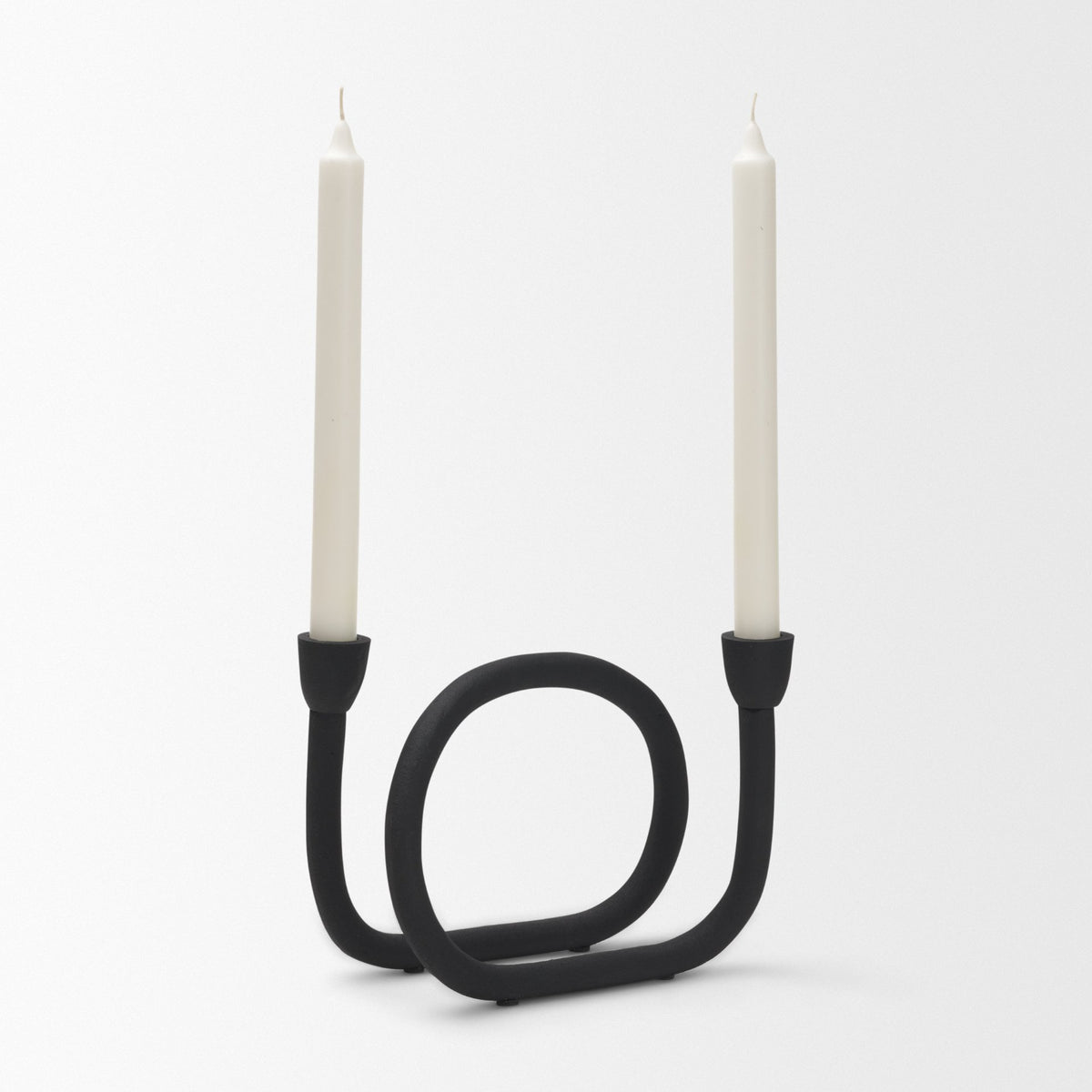 Serpens Black Metal Large Candleholder-Table Candle Holders-DECOROLALA
