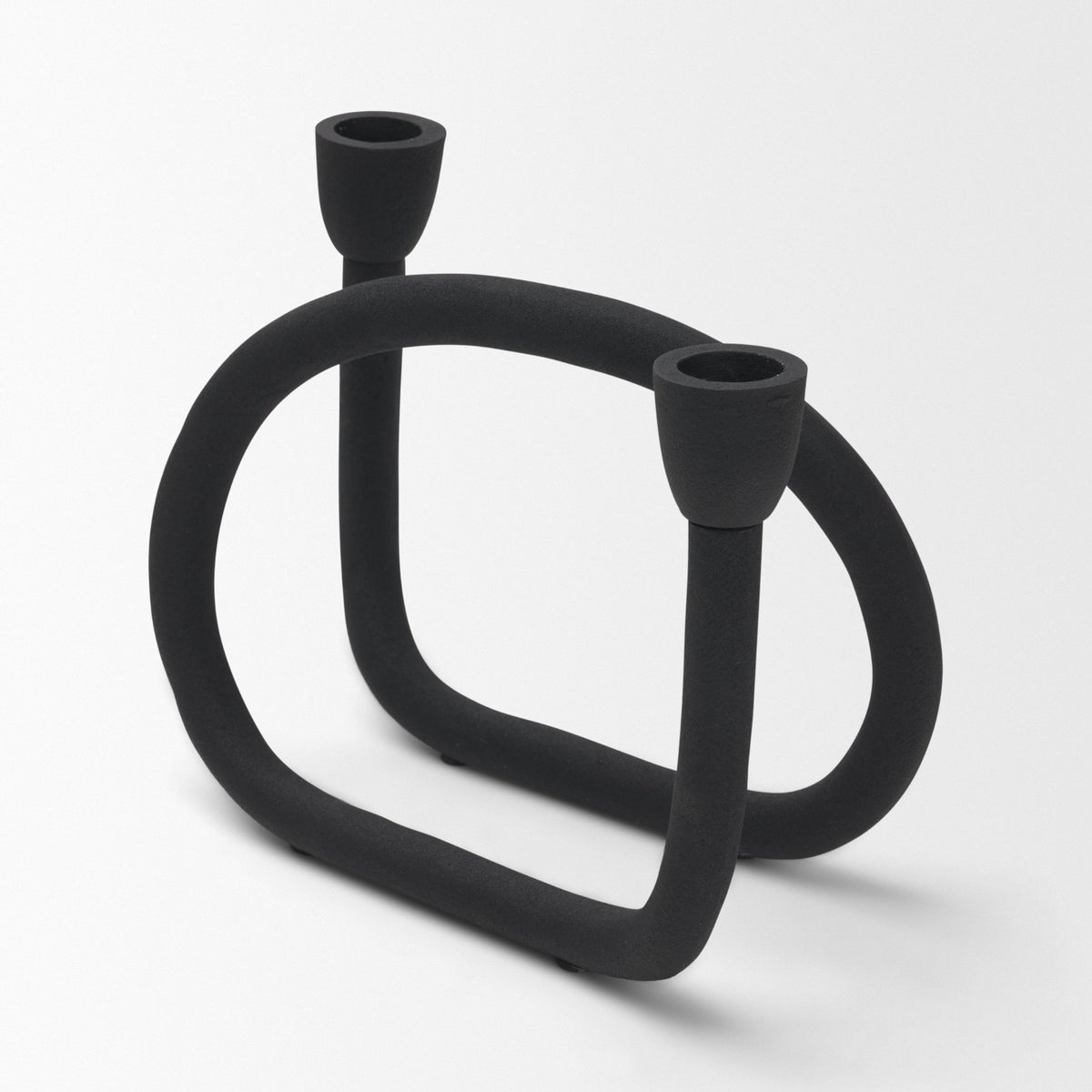 Serpens Black Metal Large Candleholder-Table Candle Holders-DECOROLALA