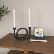 Serpens Black Metal Large Candleholder-Table Candle Holders-DECOROLALA