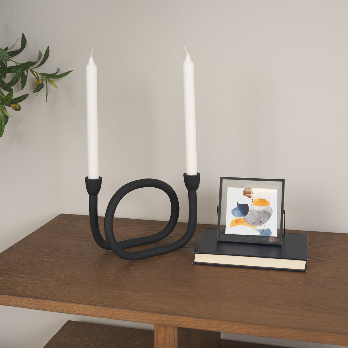 Serpens Black Metal Large Candleholder-Table Candle Holders-DECOROLALA