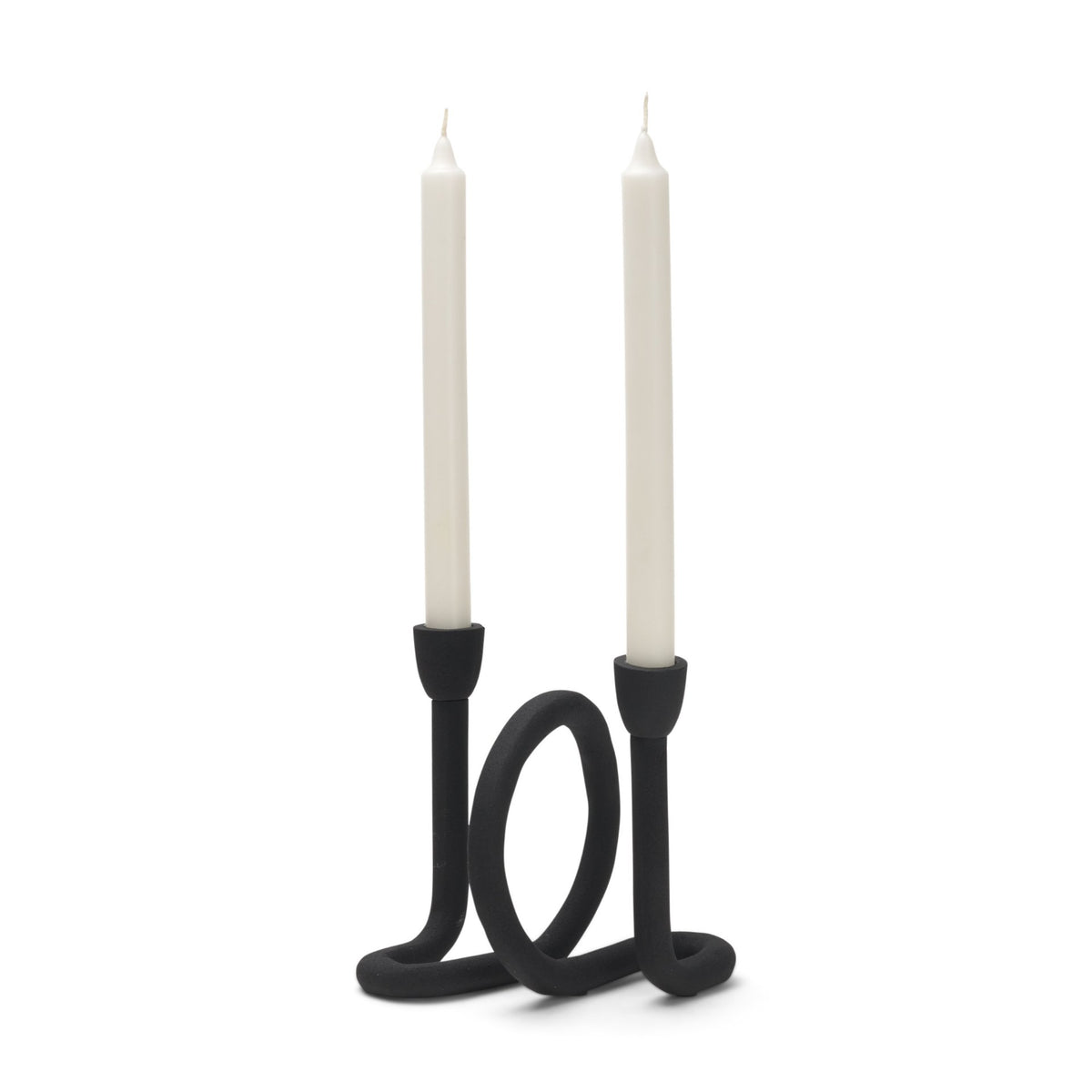 Serpens Black Metal Narrow Candle Holder-Table Candle Holders-DECOROLALA