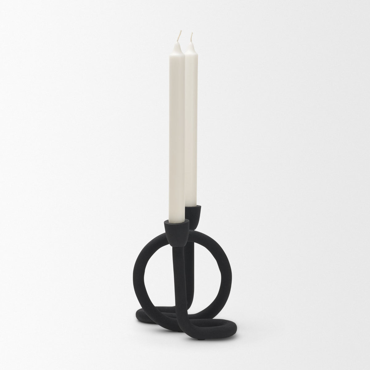 Serpens Black Metal Narrow Candle Holder-Table Candle Holders-DECOROLALA