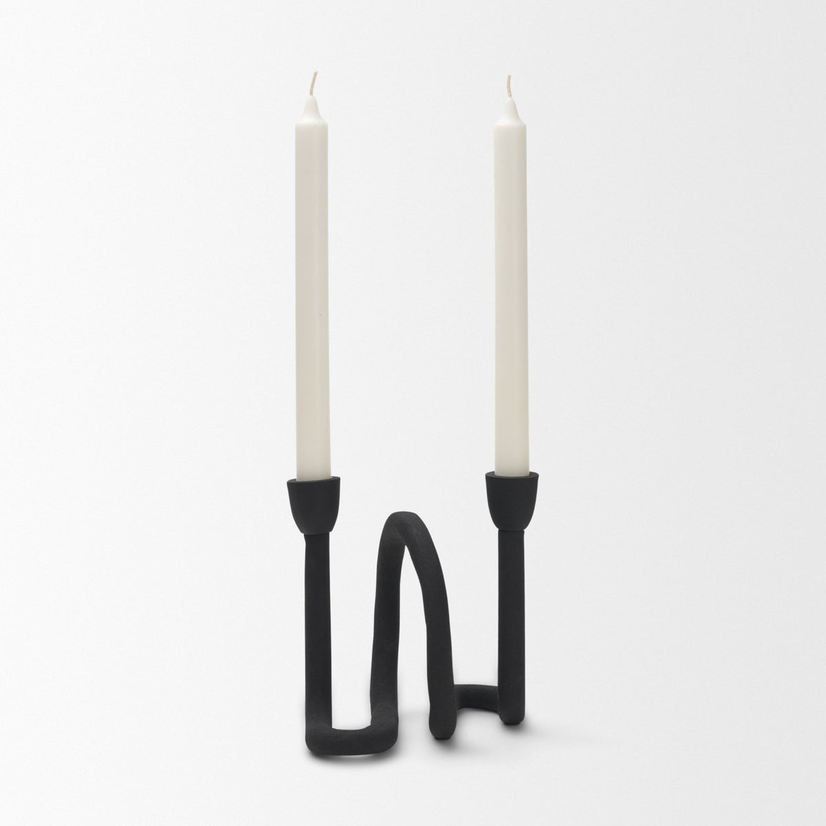 Serpens Black Metal Narrow Candle Holder-Table Candle Holders-DECOROLALA