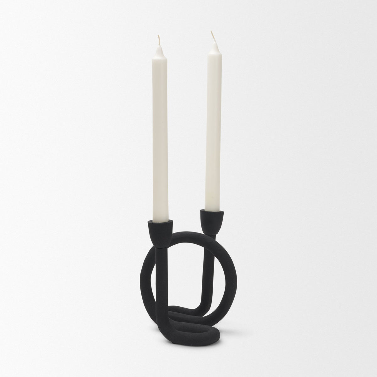 Serpens Black Metal Narrow Candle Holder-Table Candle Holders-DECOROLALA