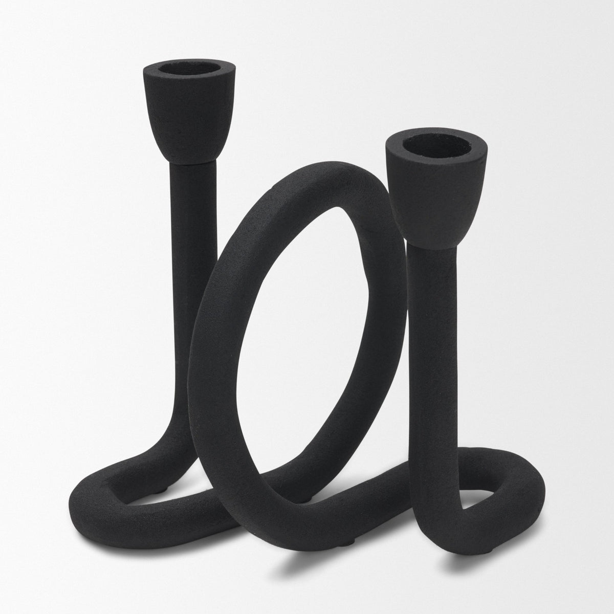 Serpens Black Metal Narrow Candle Holder-Table Candle Holders-DECOROLALA