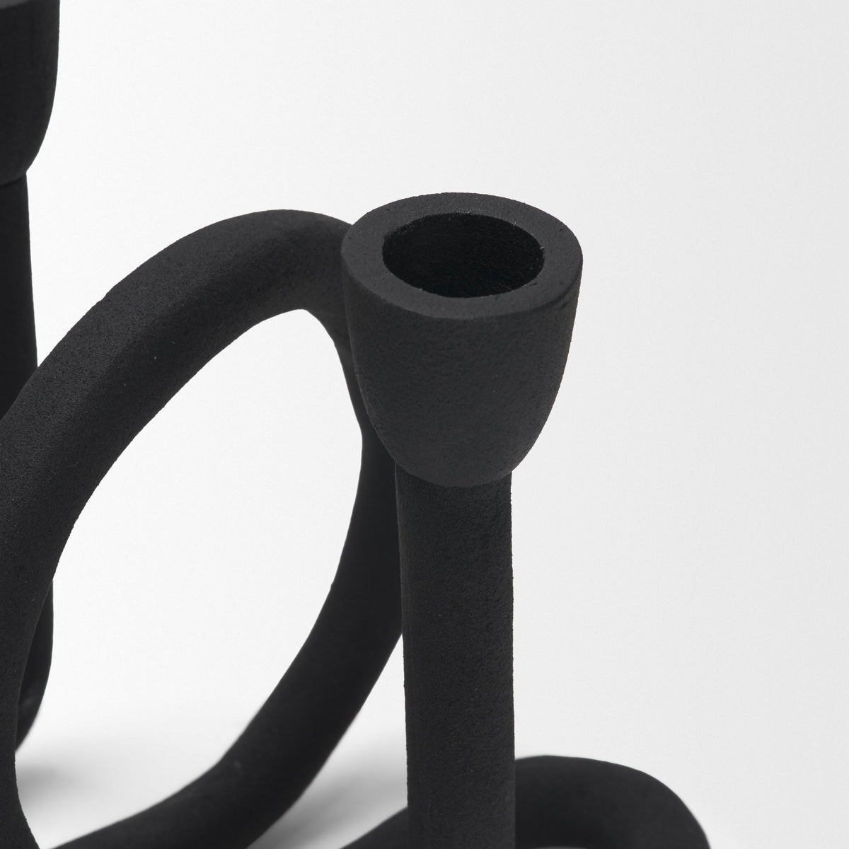 Serpens Black Metal Narrow Candle Holder-Table Candle Holders-DECOROLALA