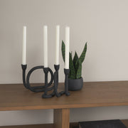 Serpens Black Metal Narrow Candle Holder-Table Candle Holders-DECOROLALA