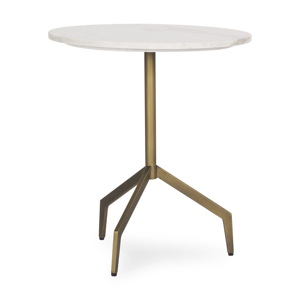 Serre Marble Top 3 Prong Gold Metal Base End Table-Accent Tables-DECOROLALA