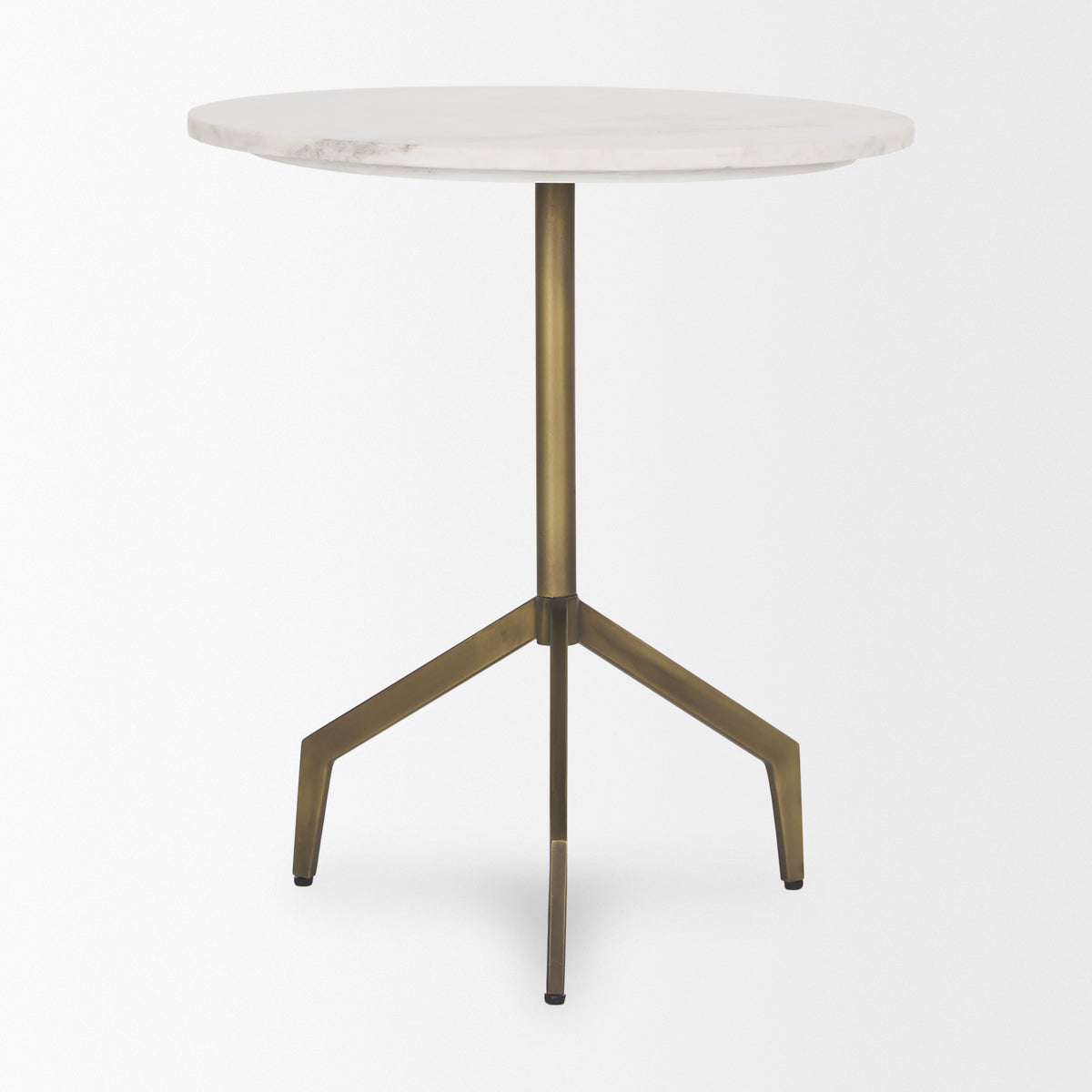Serre Marble Top 3 Prong Gold Metal Base End Table-Accent Tables-DECOROLALA