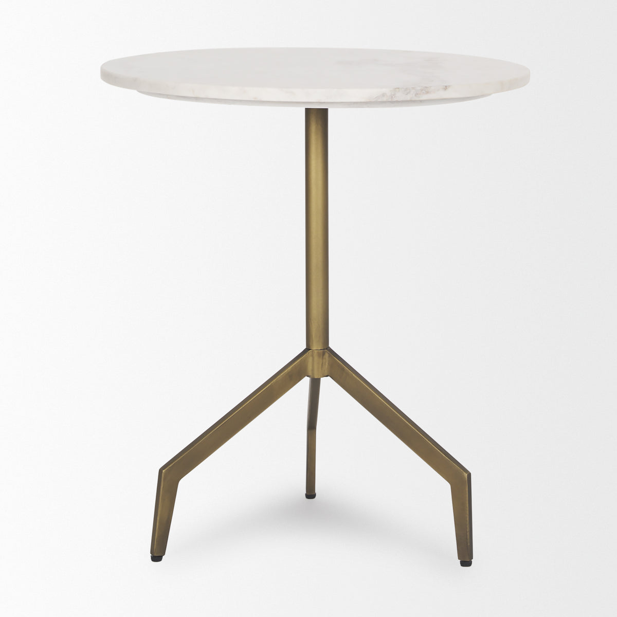 Serre Marble Top 3 Prong Gold Metal Base End Table-Accent Tables-DECOROLALA