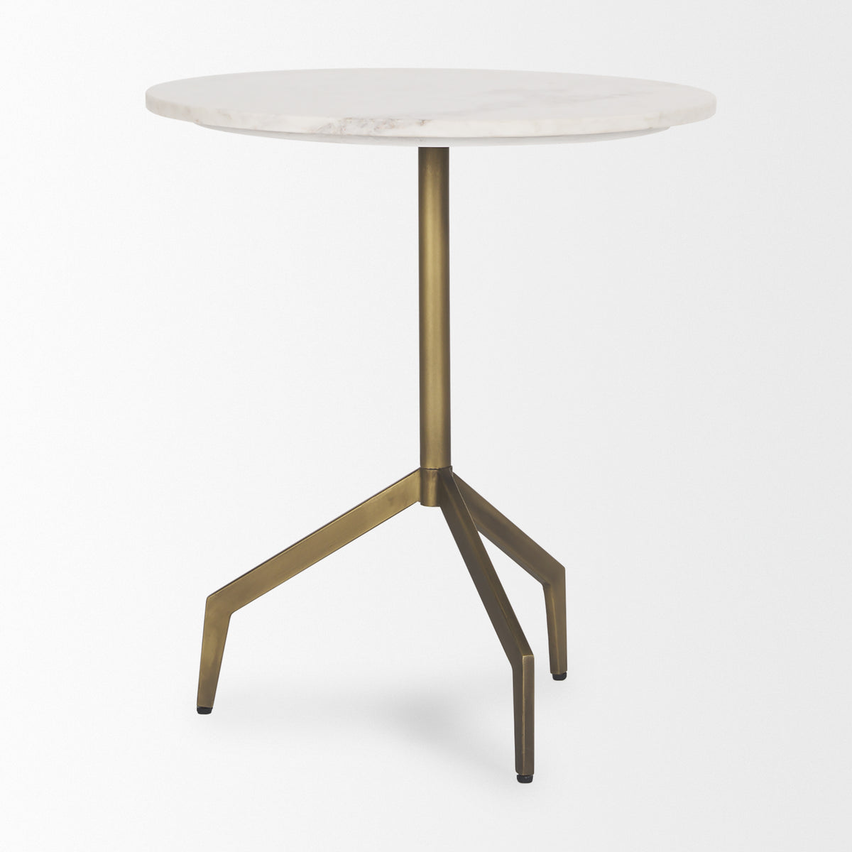 Serre Marble Top 3 Prong Gold Metal Base End Table-Accent Tables-DECOROLALA
