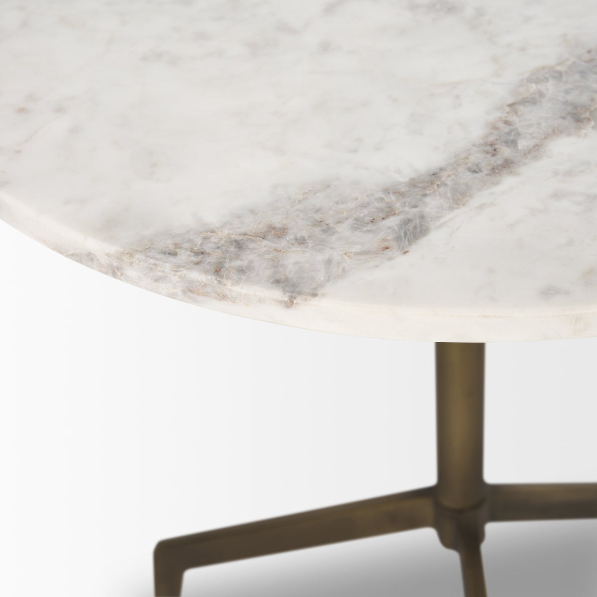 Serre Marble Top 3 Prong Gold Metal Base End Table-Accent Tables-DECOROLALA