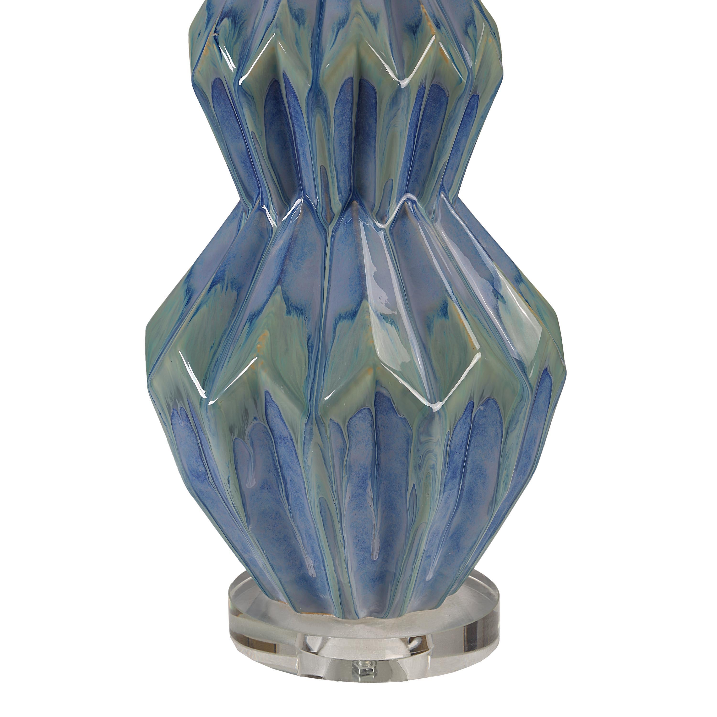 Serres 29.44" Height Table Lamp, Blue-Table Lamp-DECOROLALA