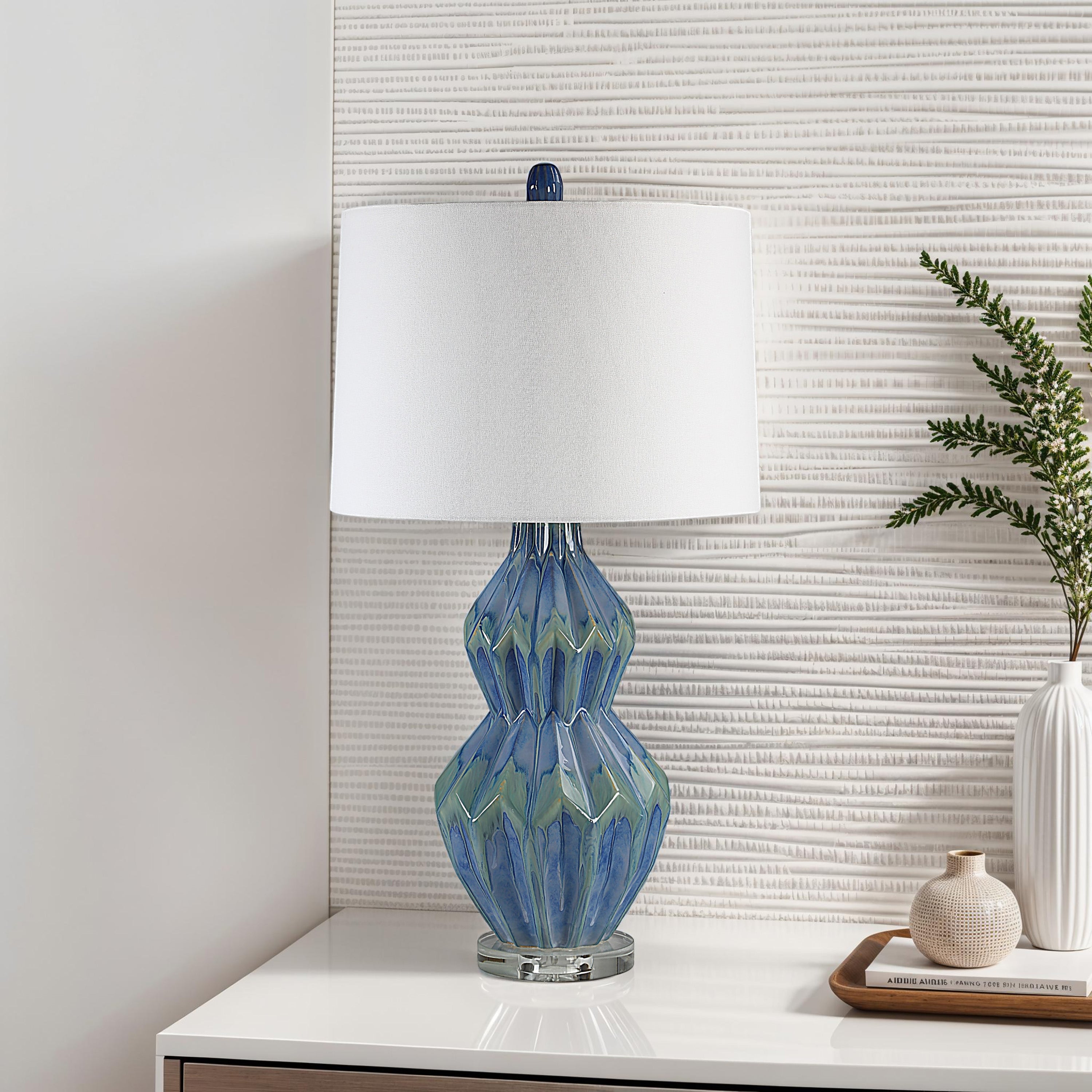 Serres 29.44" Height Table Lamp, Blue-Table Lamp-DECOROLALA