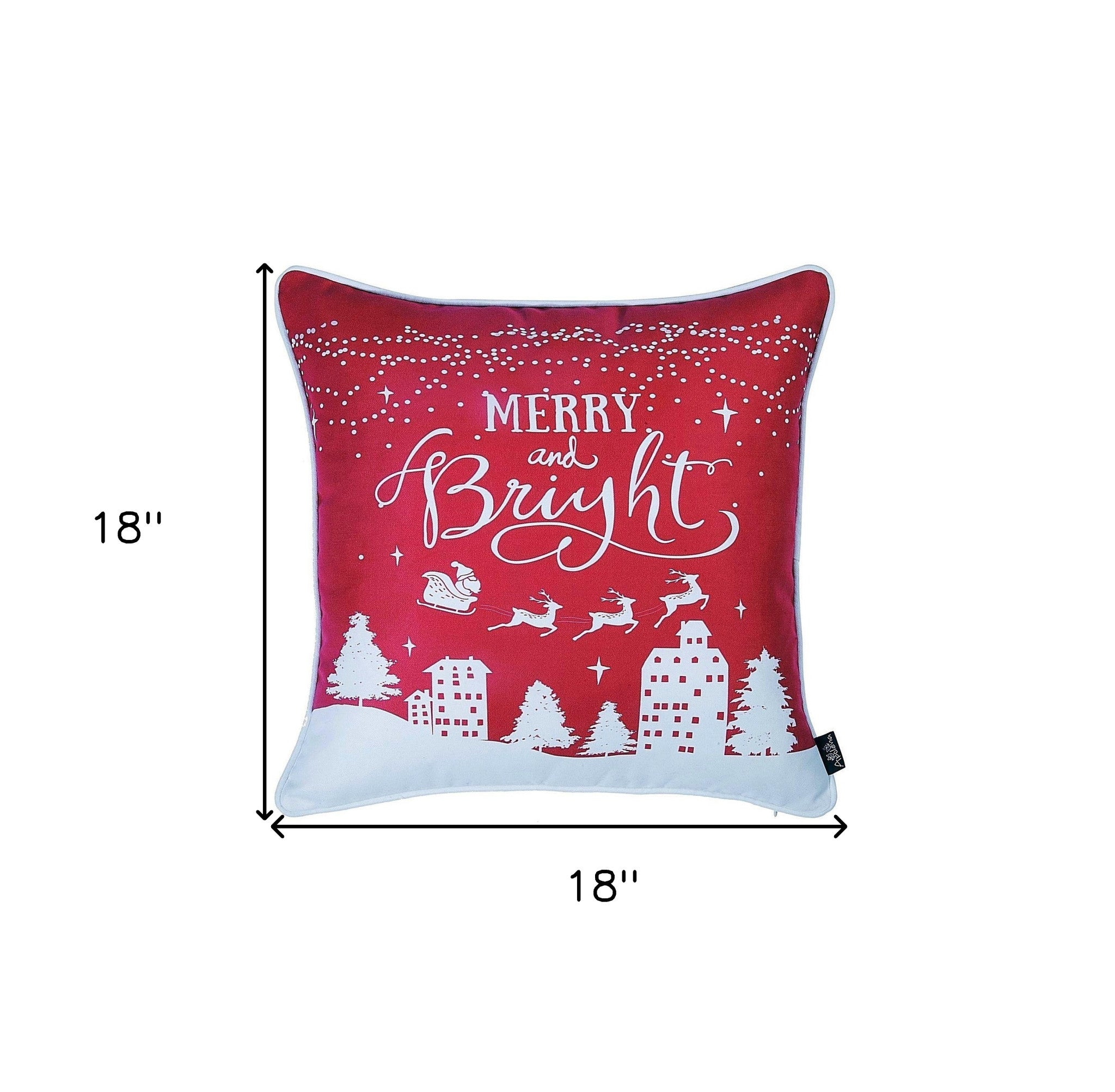 Set Of 4 18" Christmas Merry Bright Throw Pillow Cover In Multicolor-Accent Throw Pillows-DECOROLALA
