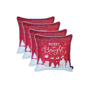 Set Of 4 18" Christmas Merry Bright Throw Pillow Cover In Multicolor-Accent Throw Pillows-DECOROLALA
