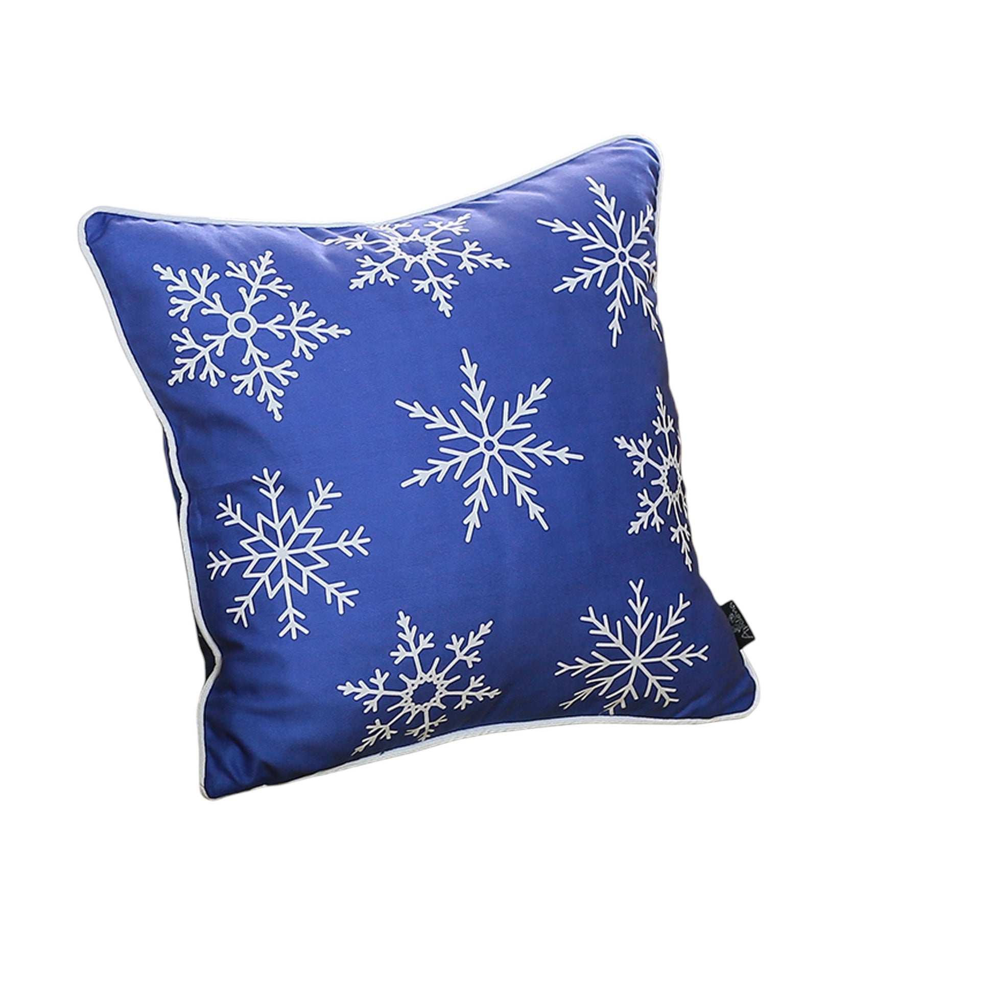 Set Of 4 18" Christmas Snowflakes Throw Pillow Cover In Blue-Accent Throw Pillows-DECOROLALA