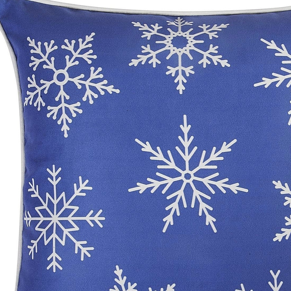 Set Of 4 18" Christmas Snowflakes Throw Pillow Cover In Blue-Accent Throw Pillows-DECOROLALA