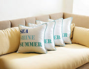 Set Of 4 18" Sea Shine Summer Throw Pillow Cover In Multicolor-Accent Throw Pillows-DECOROLALA