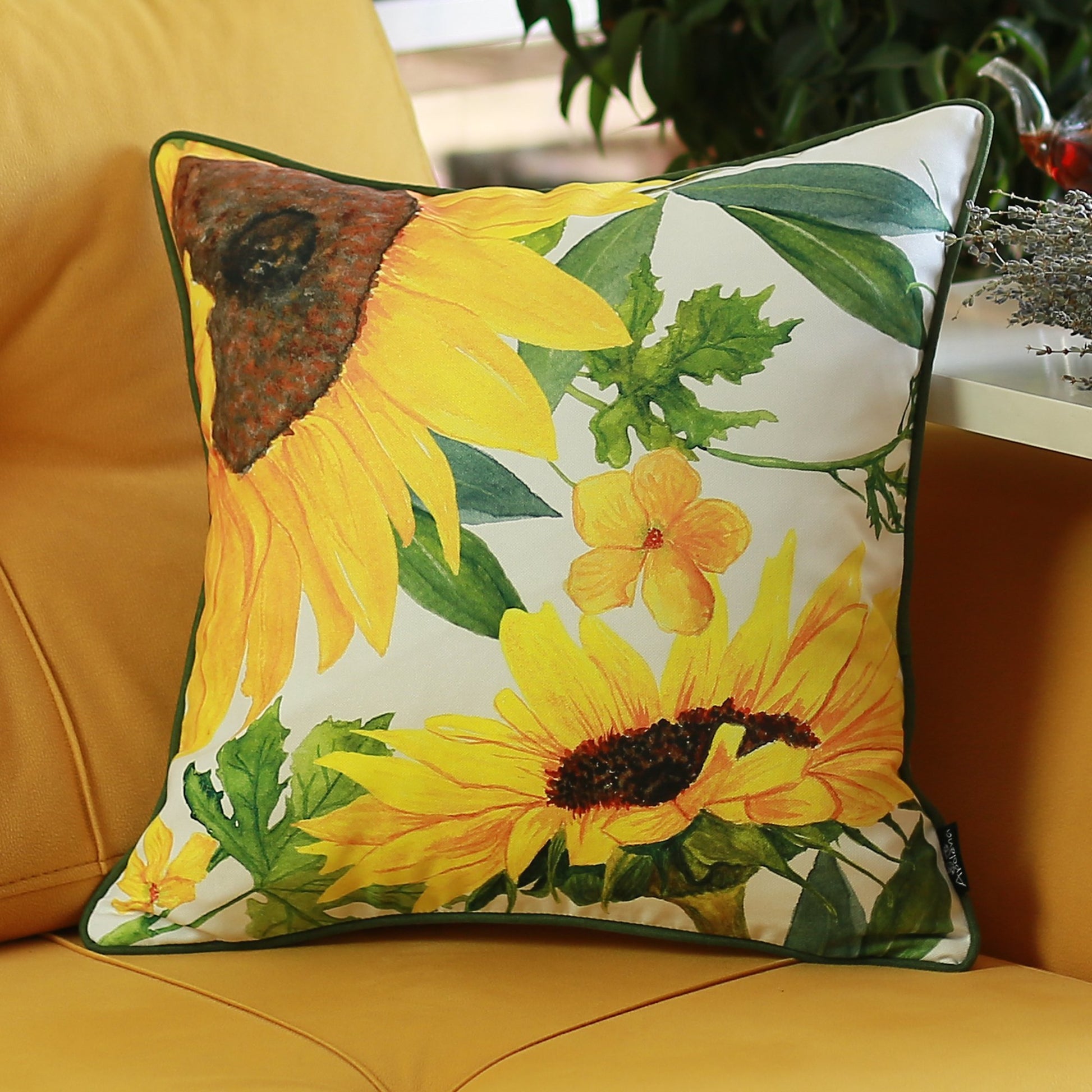 Set Of 4 18" Sunflowers Throw Pillow Cover In Multicolor-Accent Throw Pillows-DECOROLALA