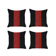Set Of 4 Black And Red Center Pillow Covers-Accent Throw Pillows-DECOROLALA