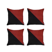 Set Of 4 Black And Red Diagonal Pillow Covers-Accent Throw Pillows-DECOROLALA